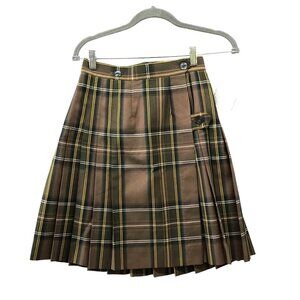 NWT Flynn O'Hara Uniformas Brown Gold Skirt‎ Girls 12X Pleated Plaid School